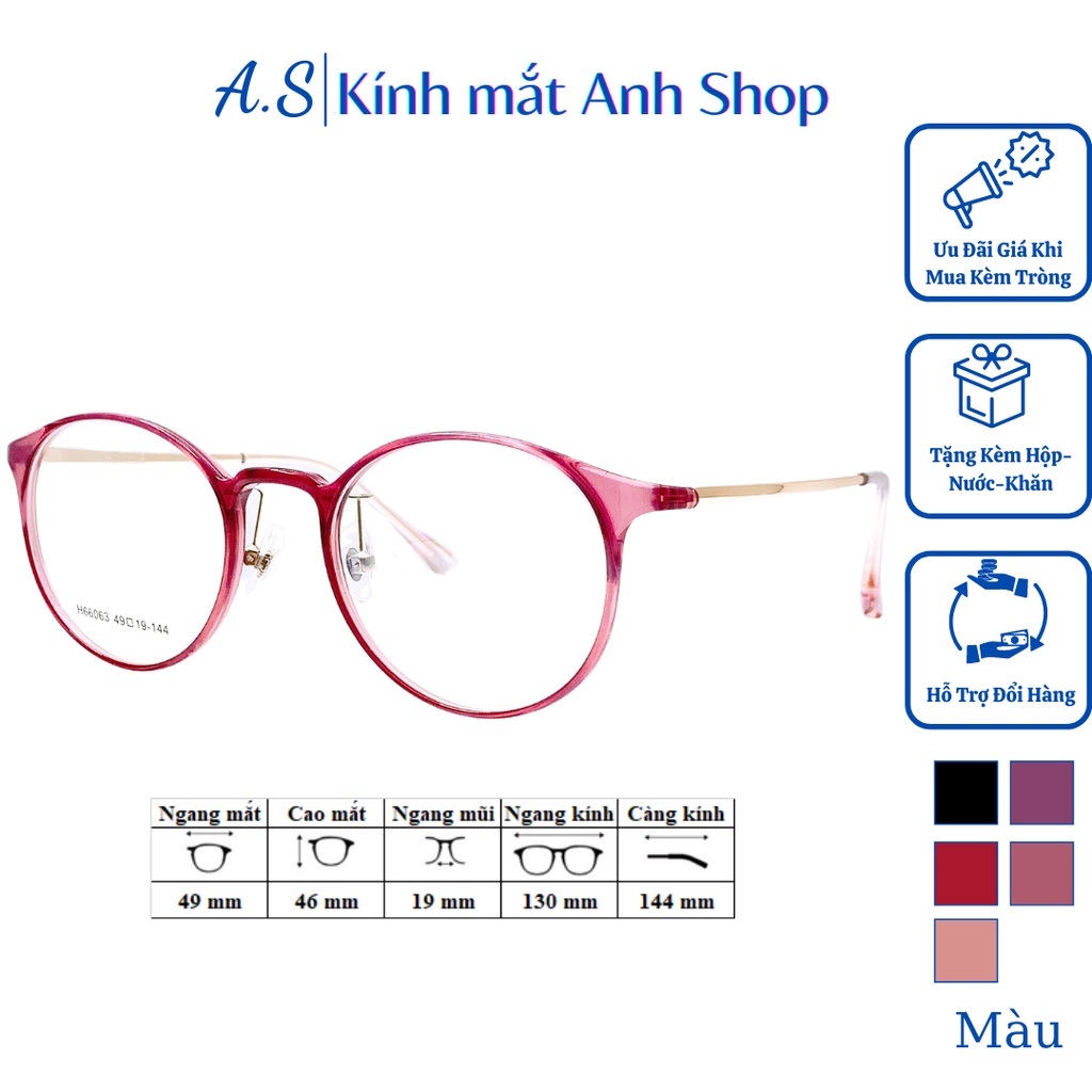 Kính tròn nhựa dẻo mảnh thời trang nhẹ nhàng thanh lịch nhiều màu sắc ạ 66063