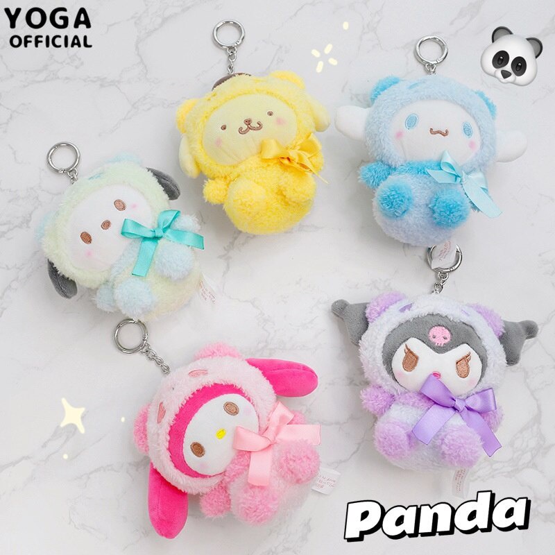 móc khoá anime quà lưu niệm Kuromi Chó Yugui Giai điệu Gấu trúc Búp bê nhồi bông Mặt dây chuyền Đồ trang trí túi búp bê hoạt hình Nhật Bản