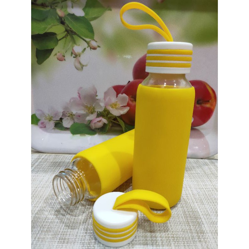 Bình Thủy Tinh 300ml Bọc Silicon Có Dây Xách