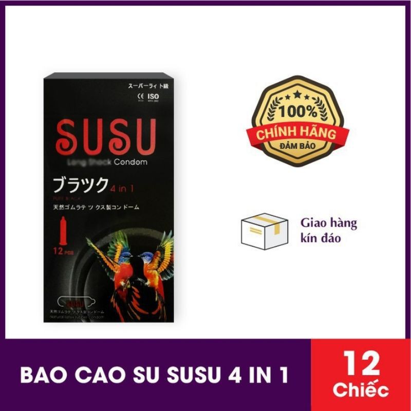 Bao Cao Su 4 In 1 Nhật Bản SUSU Siêu Mỏng, Kéo Dài Thời Gian Quan Hệ, Phát Hiện Bệnh Tình Dục, Hộp 12bao