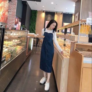 Yếm váy jean dài