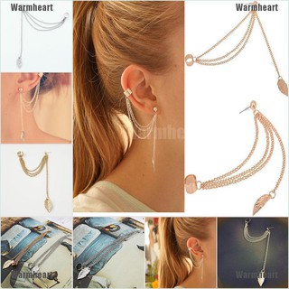 Warmheart Women Girl Stylish Punk Rock Leaf Chain Tassel Dangle Ear Cuff Wrap Earring