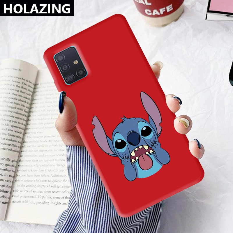 Samsung Galaxy A50 A30 A50S A30S A20S A10S Galaxy A51 A71 A01 A11  A30 A20 A70 A80 A70S Candy Color vỏ điện thoại Phone Cases Cute Stitch Soft Silicone Cover