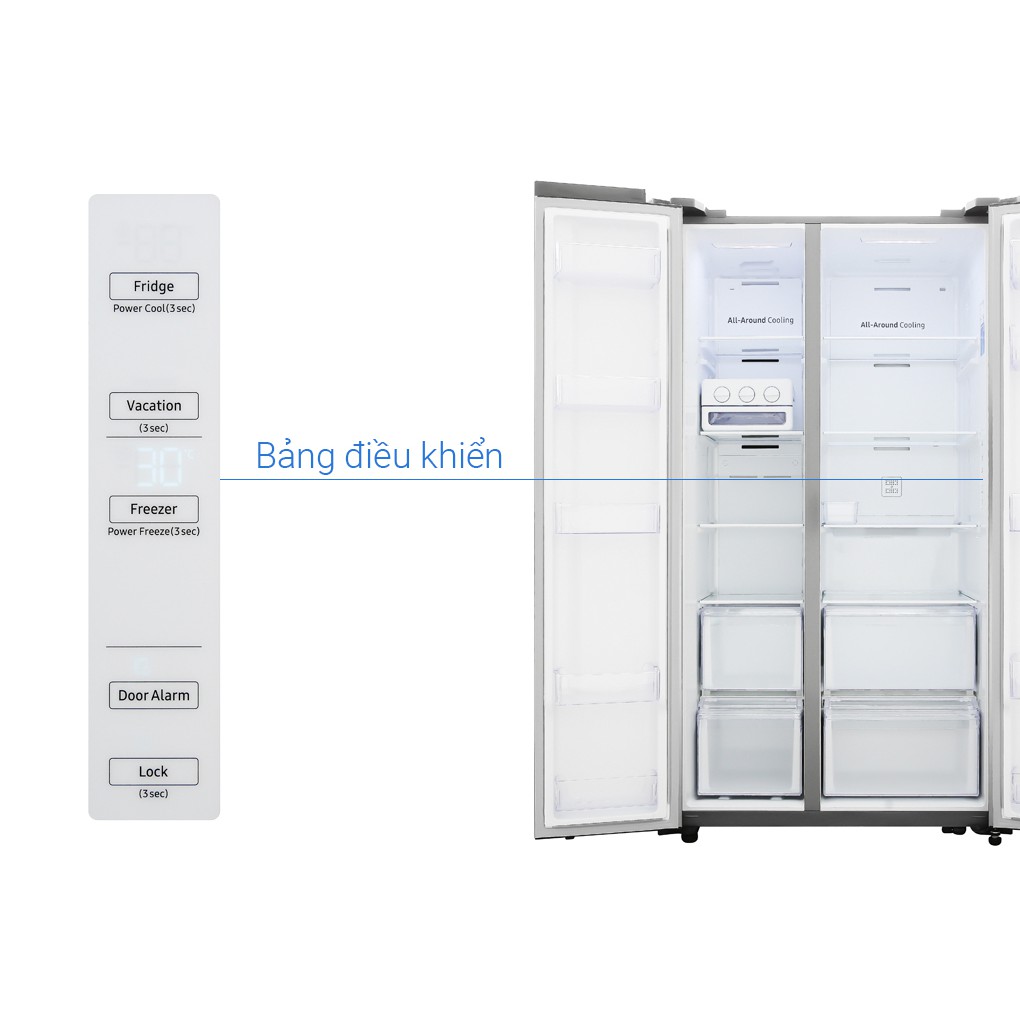 [Mã ELMALL100 giảm 100K đơn 5TR] Tủ lạnh Samsung side by side RS62R5001M9/SV