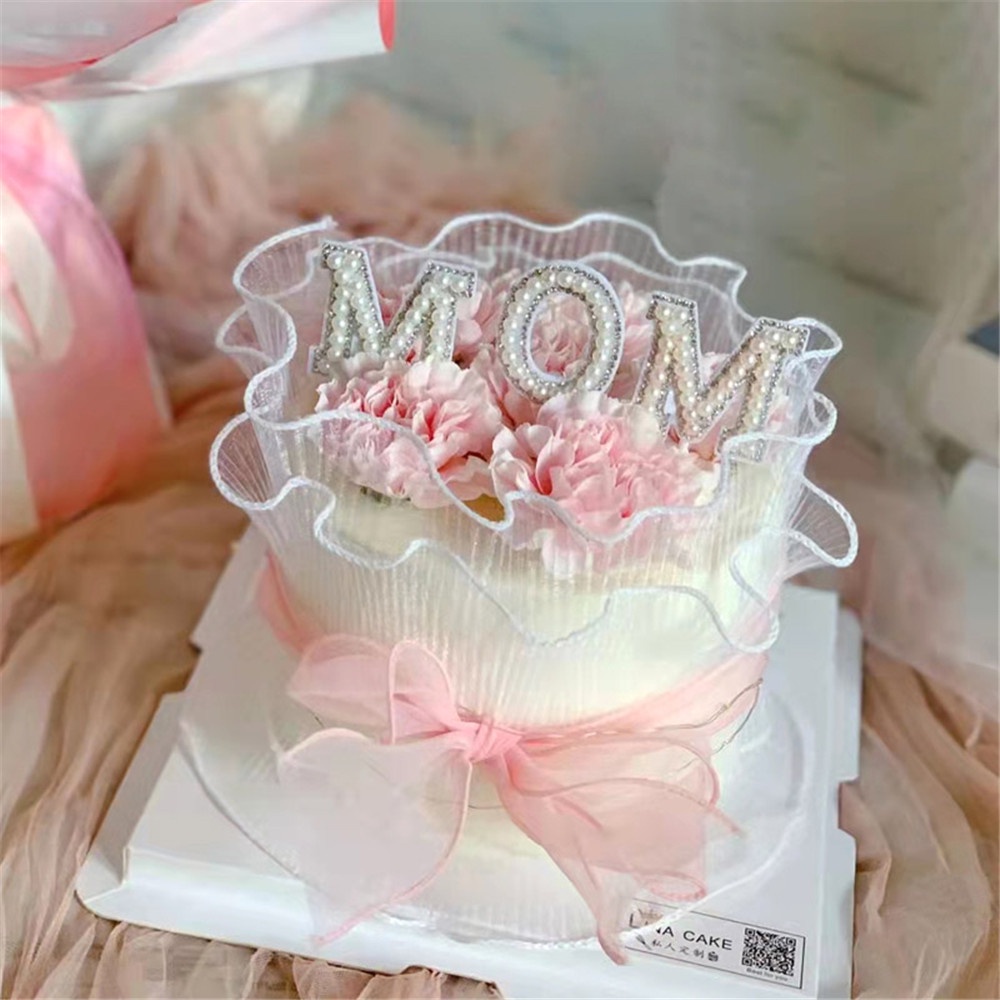Cod Qipin Happy Bộ Phụ Kiện Cắm Trang Trí Bánh Kem Tráng Miệng Tiệc Tráng Miệng Đính Ngọc Trai Chữ Mum Dành Cho Ngày Của Mẹ