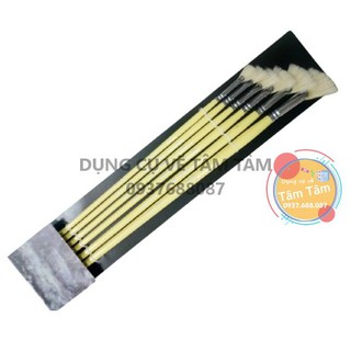 [ TÂM TÂM ]-Bộ cọ quạt 6 cây Sunway Basic thân vàng B203