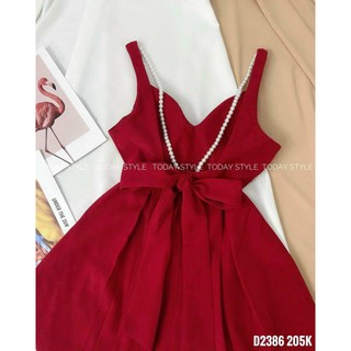 Đầm đỏ lưng đính ngọc H3143 (+hình thật)