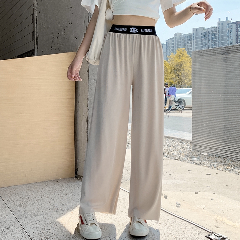 SUXI Quần ống rộng lưng cao phong cách mùa hè cho nữ