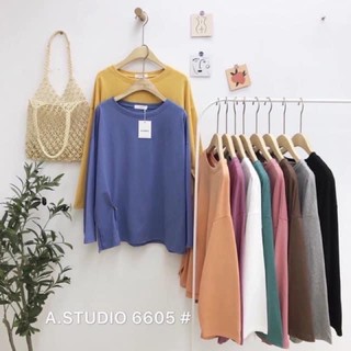 Áo pull cotton dáng thụng dấu quần dài tay