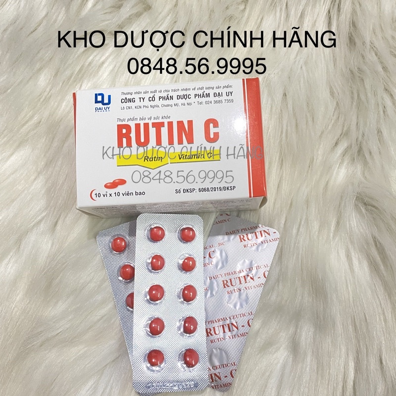 Rutin C hộp 100 viên nén - Bổ sung Vitamin C và rutin giúp tăng tính bền mạch máu, giảm chảy máu chân răng
