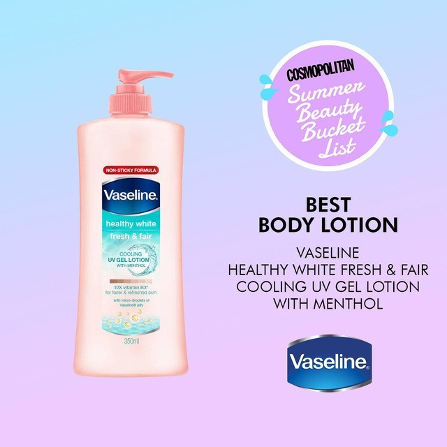 SỮA DƯỠNG THỂ VASELINE DỊU MÁT SÁNG DA HEALTHY WHITE FRESH &amp; FAIR COOLING UV GEL LOTION 350ML CHÍNH HÃNG - 8489