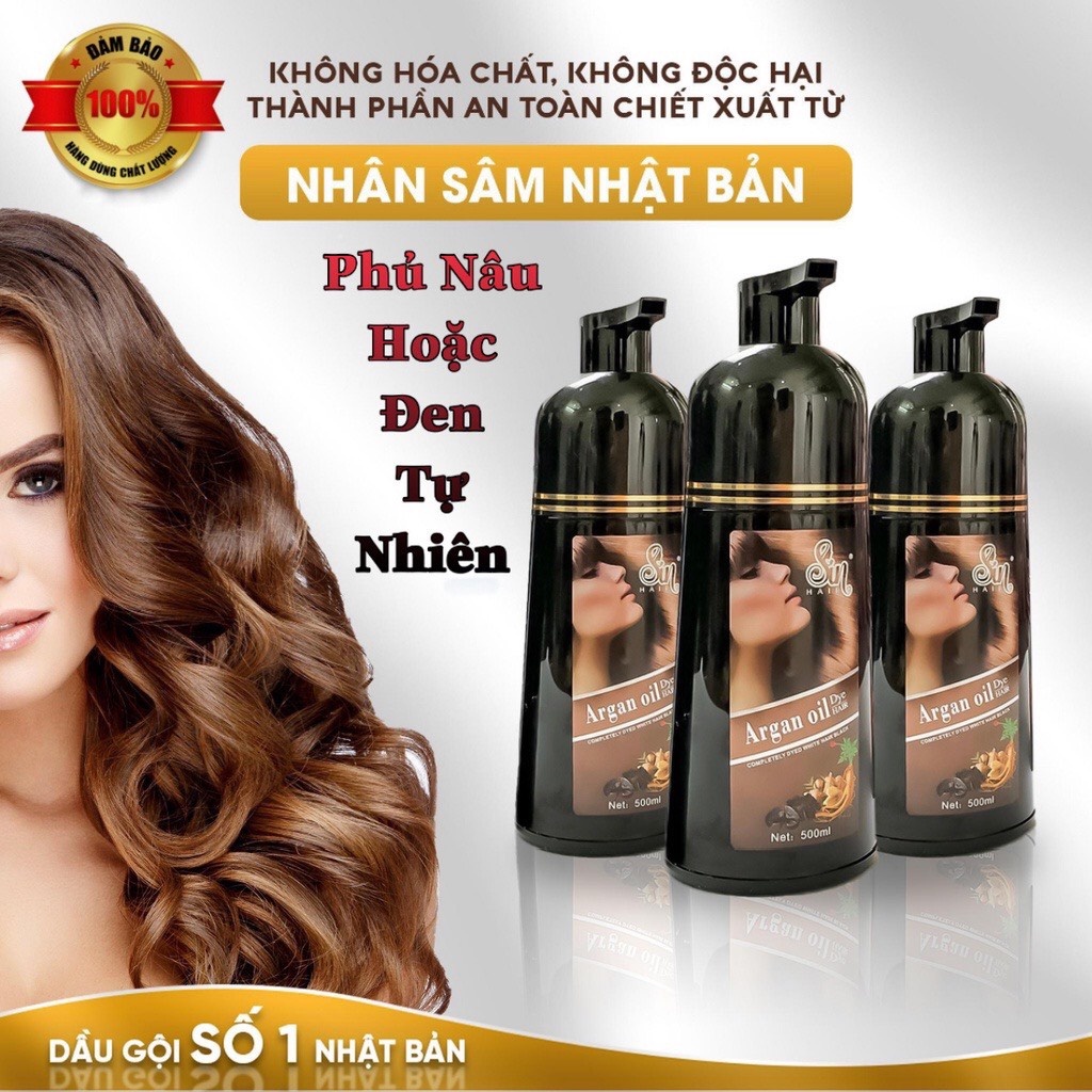Dầu gội nhuộm tóc sin hair màu Nâu Chocolate/cafe Chai 500ml không gây kích ứng da dầu