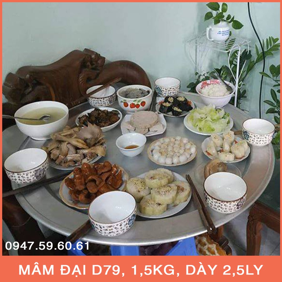 (Hàng Mới Về) Mâm nhôm cỡ đại loại to tròn D79cm, nặng 1,5kg, dày 2,5ly, đồ dùng phòng bếp để ăn cơm, cỗ, tiệc, lẩu của