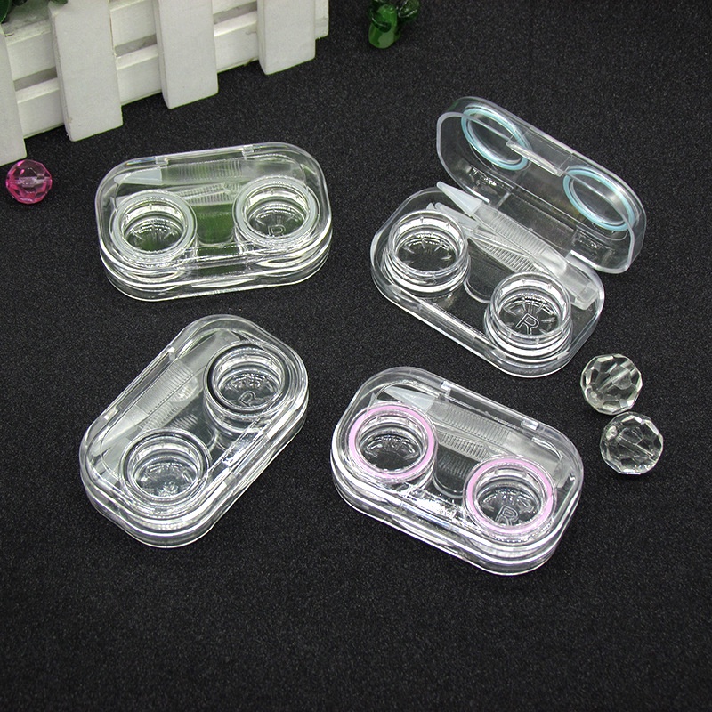 Hộp Đựng Kính Áp Tròng Trong Suốt Kèm Nhíp Và Hộp Đựng Tiện Dụng Cho Nữ Ốp