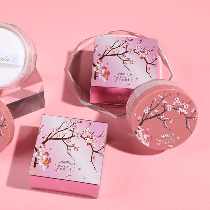 Phấn phủ Kiềm dầu Lameila Vỏ Hồng Hoạ Tiết Hoa Anh Đào Xinh Xắn 🍀 Clovershop68 🍀 | BigBuy360 - bigbuy360.vn
