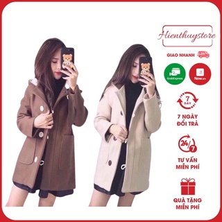 Aó Dạ Hàng Quảng Châu Phong Cách Hàn Quốc hàng 2 lớp, chất dạ dày Mịn và Ấm,có mũ vs khuy cài ( áo khuy cài)