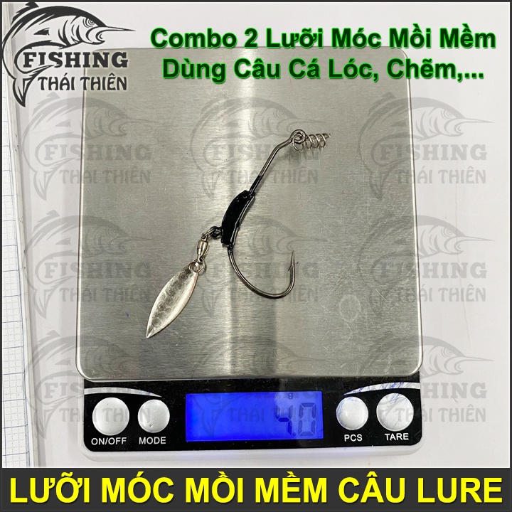 Combo 2 Lưỡi Móc Mồi Mềm Câu Lure Có Thìa Chì Lưỡi Mustad Chuyên Dùng Lure Cá Lóc, Chẽm, Tráp, Mú