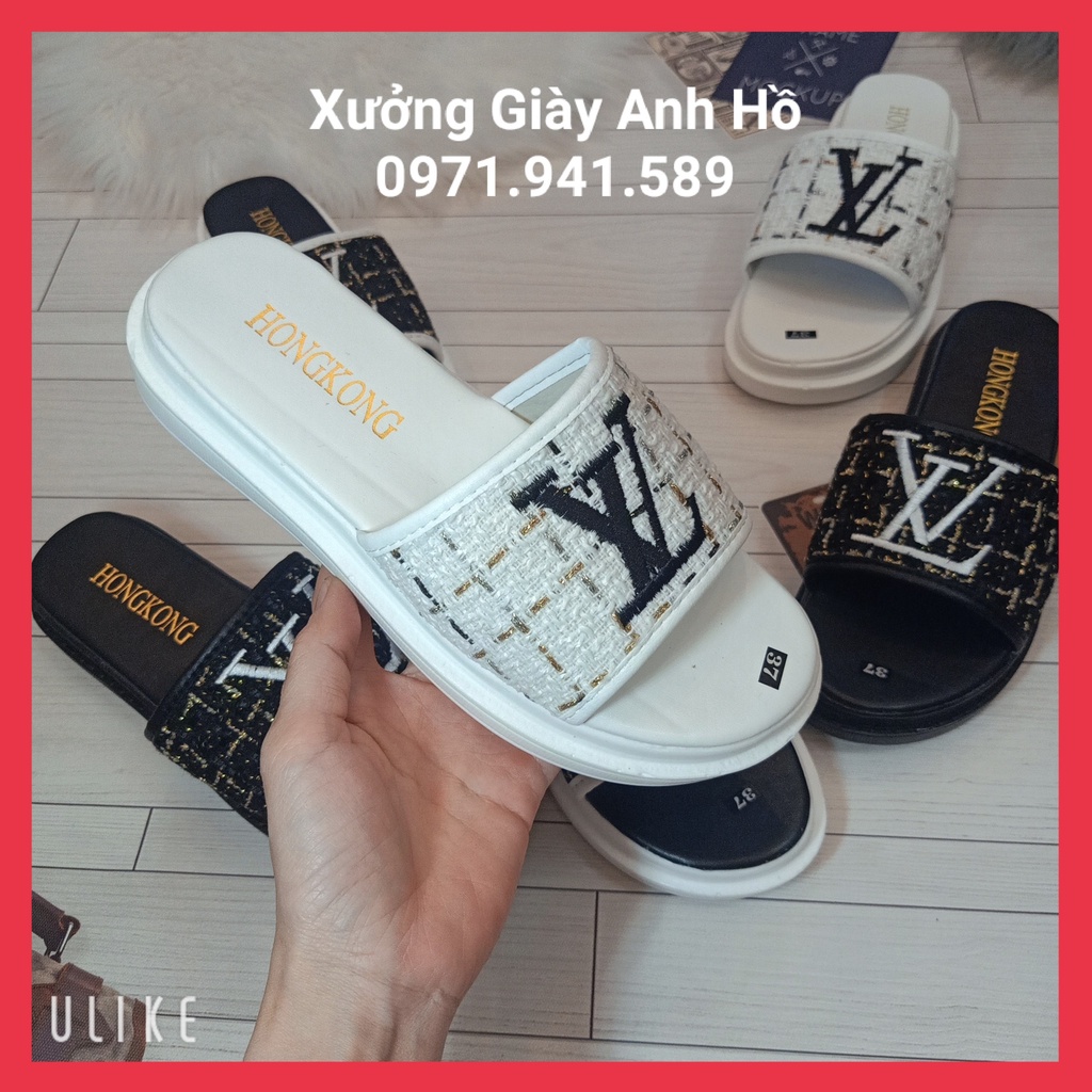 Dép Bánh Mì Dép Quai Ngang Nữ Thêu Đế PU 3 Phân Cực Tôn Dáng Siêu Nhẹ Mềm Êm Chân (Kèm Video Ảnh Thật)