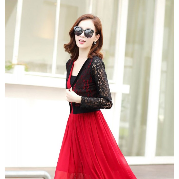 [MỚI VỀ] Áo khoác ren mỏng cardigan họa tiết dài tay có 2 màu đen và trắng | BigBuy360 - bigbuy360.vn