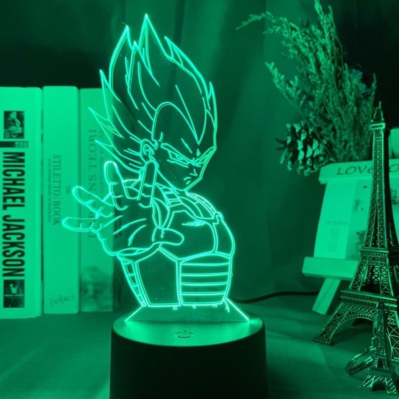 Đèn Ngủ Led 3d Anime Songoku Bảy Viên Ngọc Rồng Dragonball 16 Màu Có Remote Điều Khiển