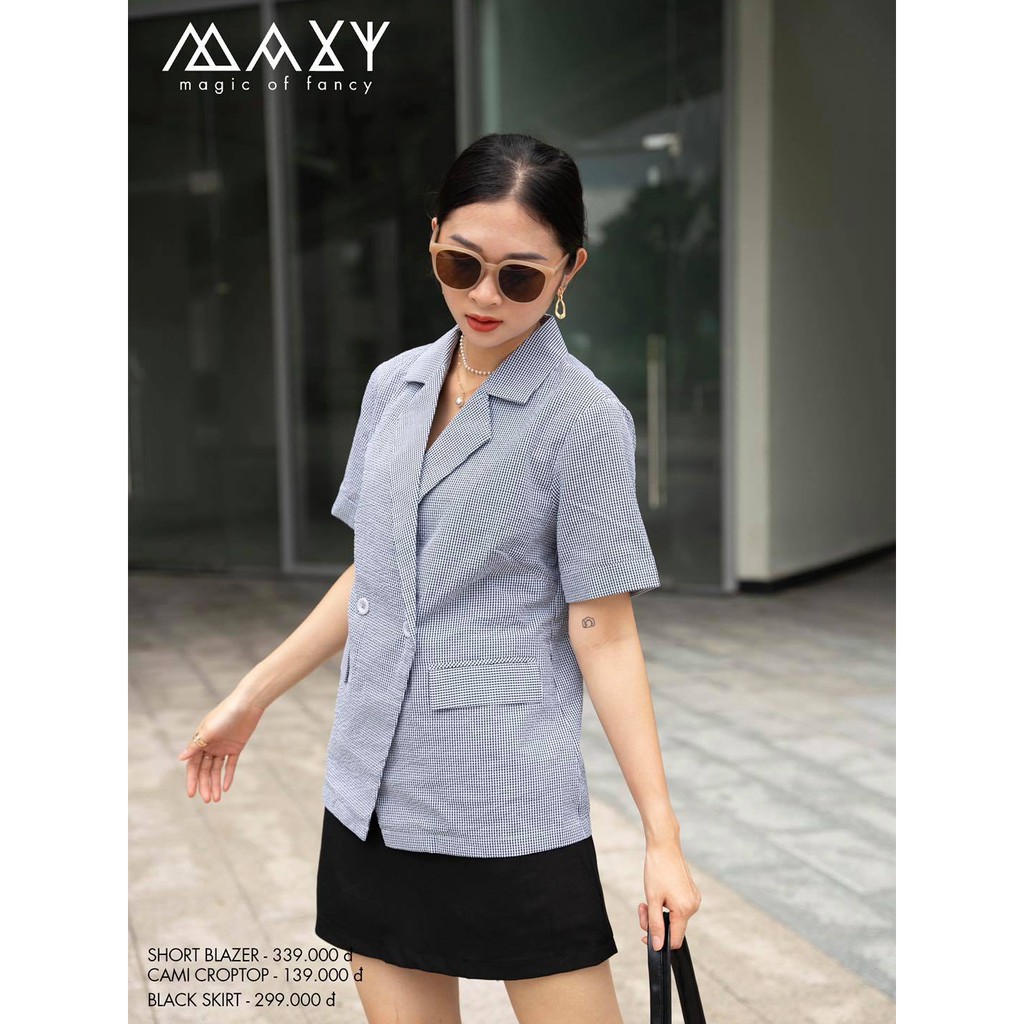 Áo blazer tay ngắn sọc caro đen short blazer black caro Maxy Workshop | BigBuy360 - bigbuy360.vn