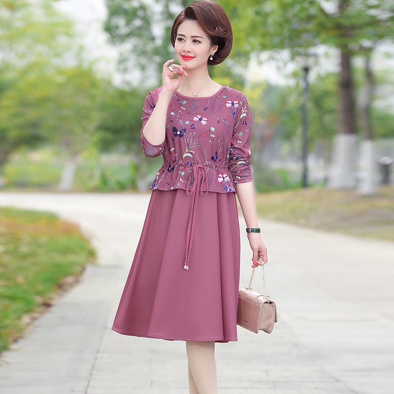 ♛❍Váy mùa xuân của mẹ 40 tuổi 50 hè mới phụ nữ trung niên