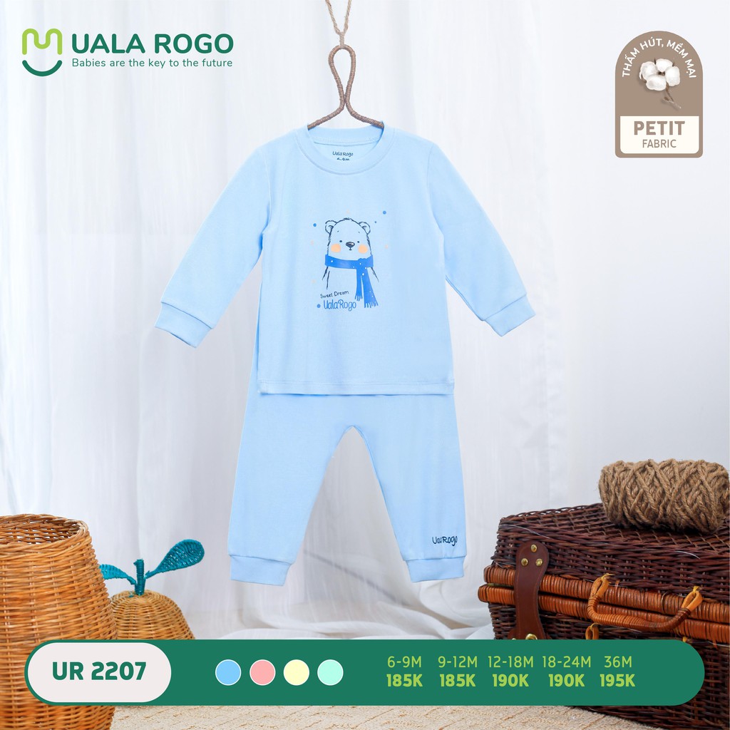 UR2207 Bộ dài tay cài vai Uala Rogo gấu bắc cực chất petit