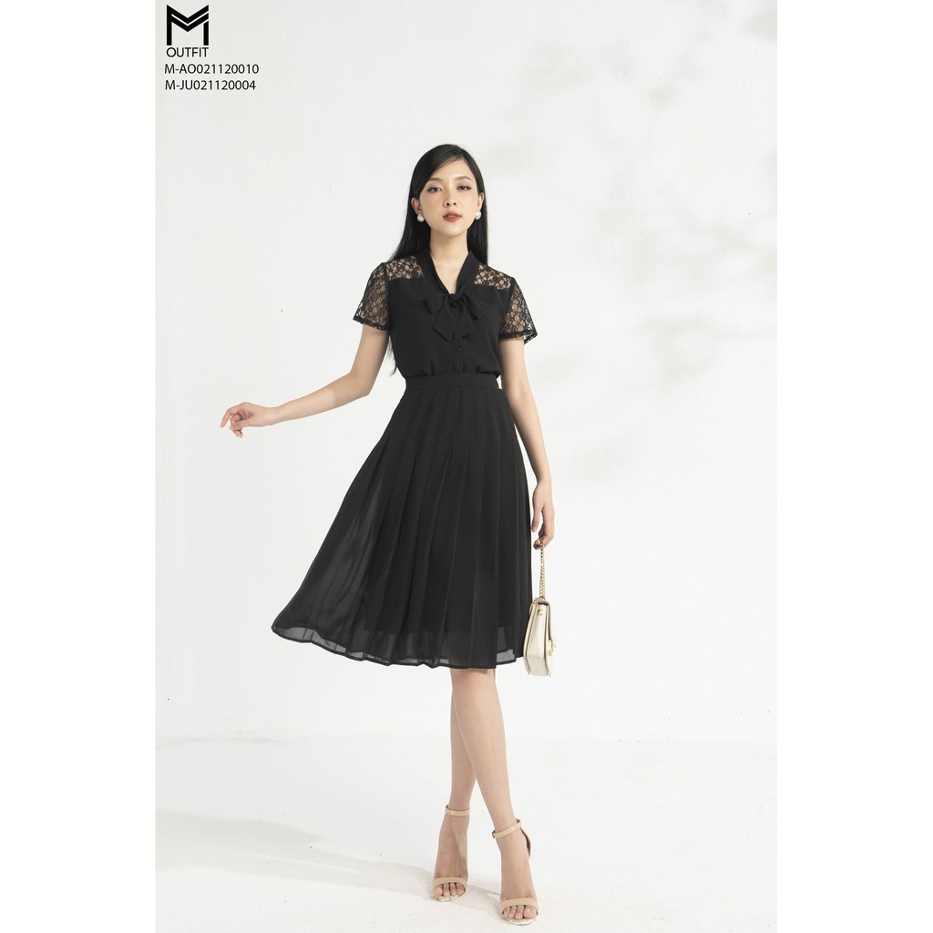 Áo Sơ Mi Cộc Tay nẹp mở tay phối ren MMOutfit M-AO021120010