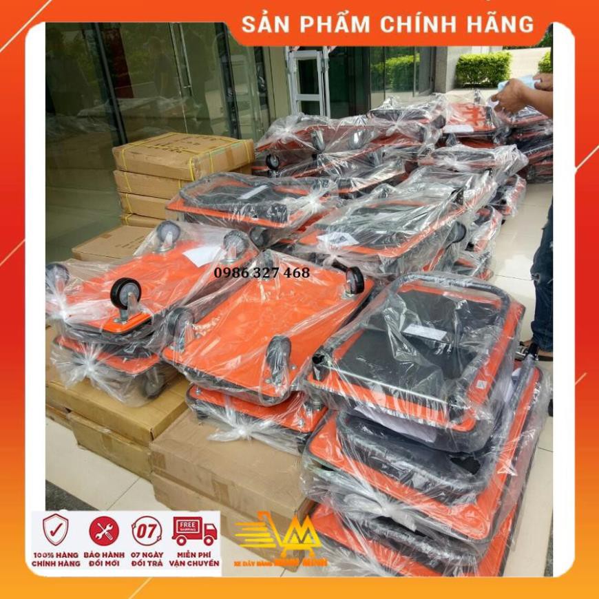 [FreeShip - Clip thật] Xe Kéo Hàng, Xe Đẩy Hàng 4 Bánh Maxkiwi- Sàn Thép, Tải Trọng 150kg, Tay Đẩy Gập Gọn