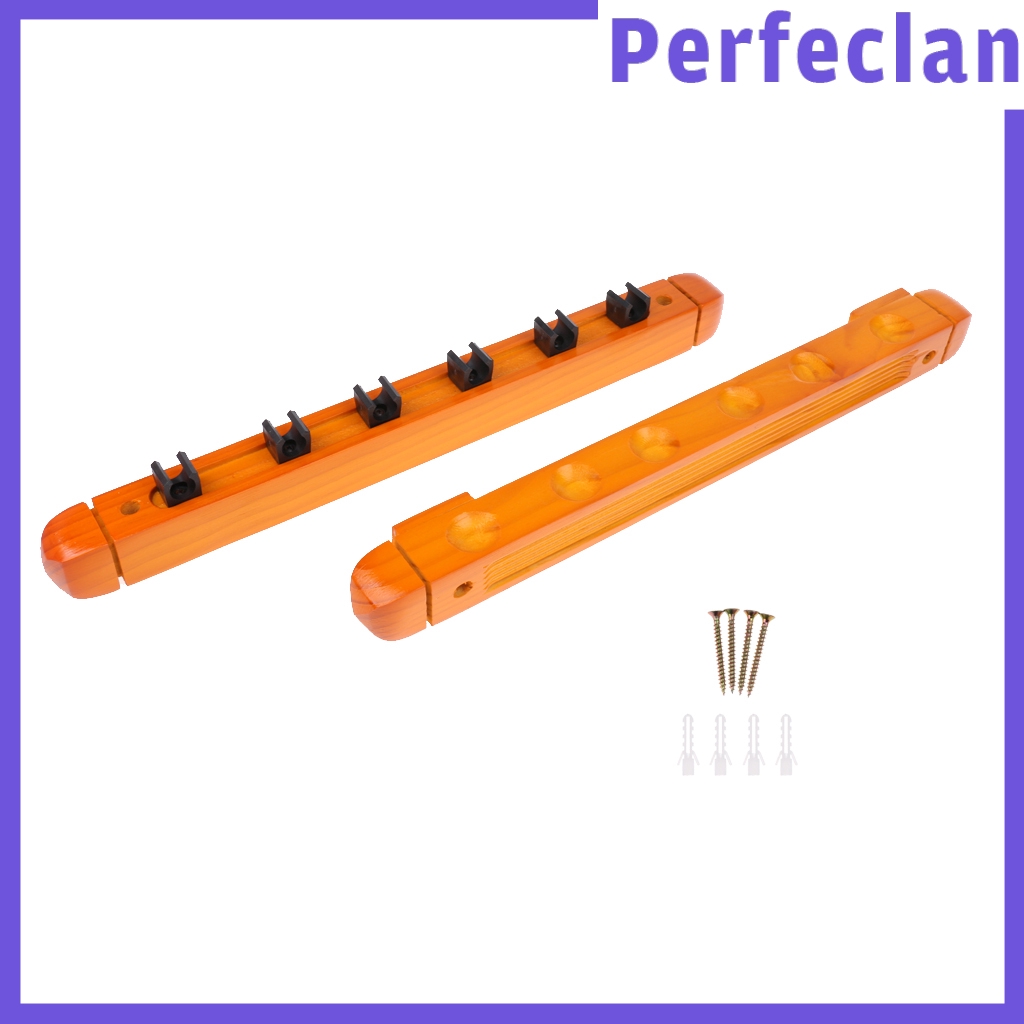 Giá Đỡ Gậy Đánh Bida Bằng Gỗ Gắn Tường 6 Ngăn Tiện Lợi