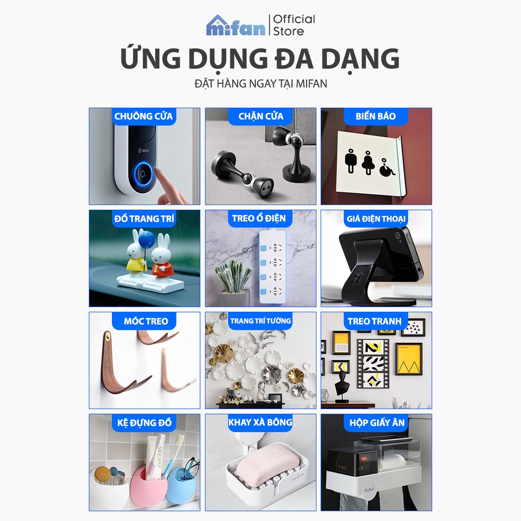 Combo 10 Miếng Dán 2 Mặt Siêu Dính MIFAN - Chống Thấm Chịu Nước Siêu Bền Chắc, Siêu Chịu Lực - Keo Dày