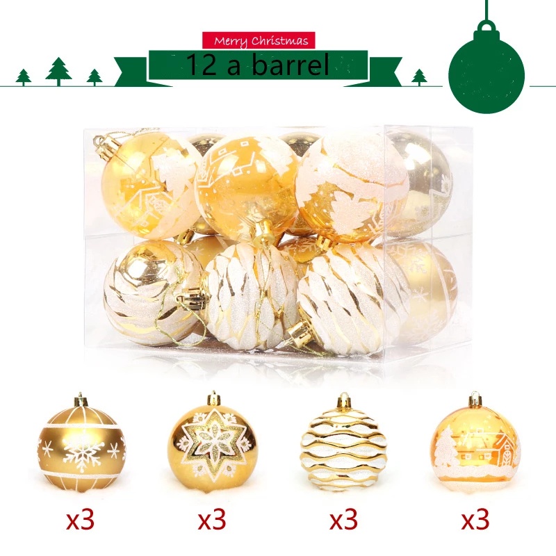 Set 24 quả châu treo cây thông trang trí lễ giáng sinh sơn màu xinh xắn
