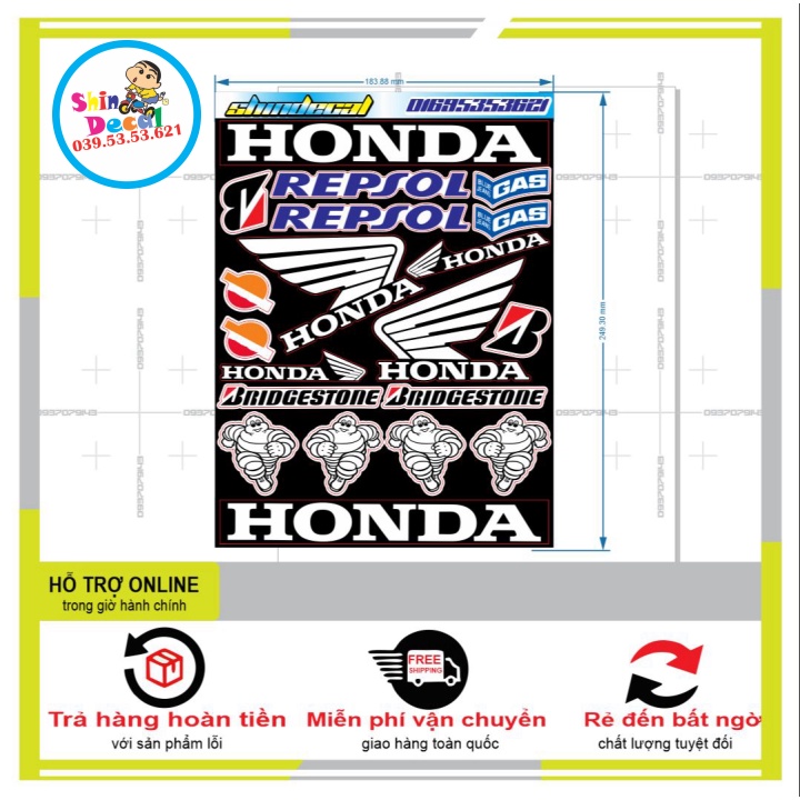 LOGO STICKER CÁNH CHIM HONDA 04 - SHINDECAL2