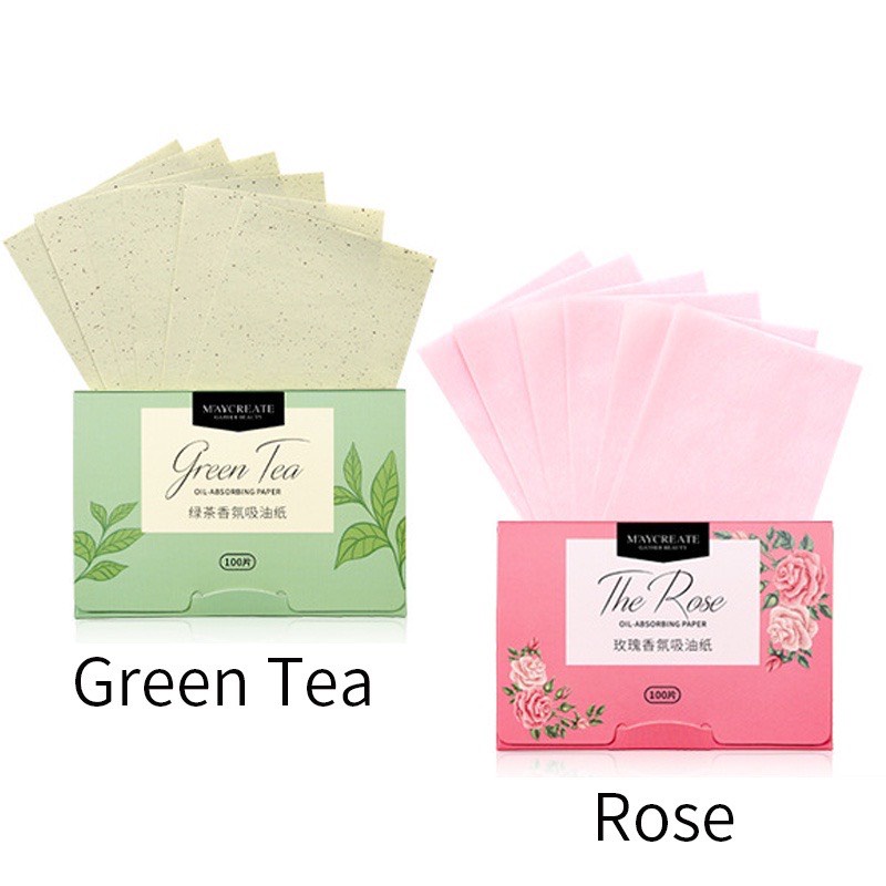 Hộp 100 Giấy Thấm Dầu Cho Da Mặt Chiết Xuất Trà Xanh/ Than Tre Tiện Dụng
