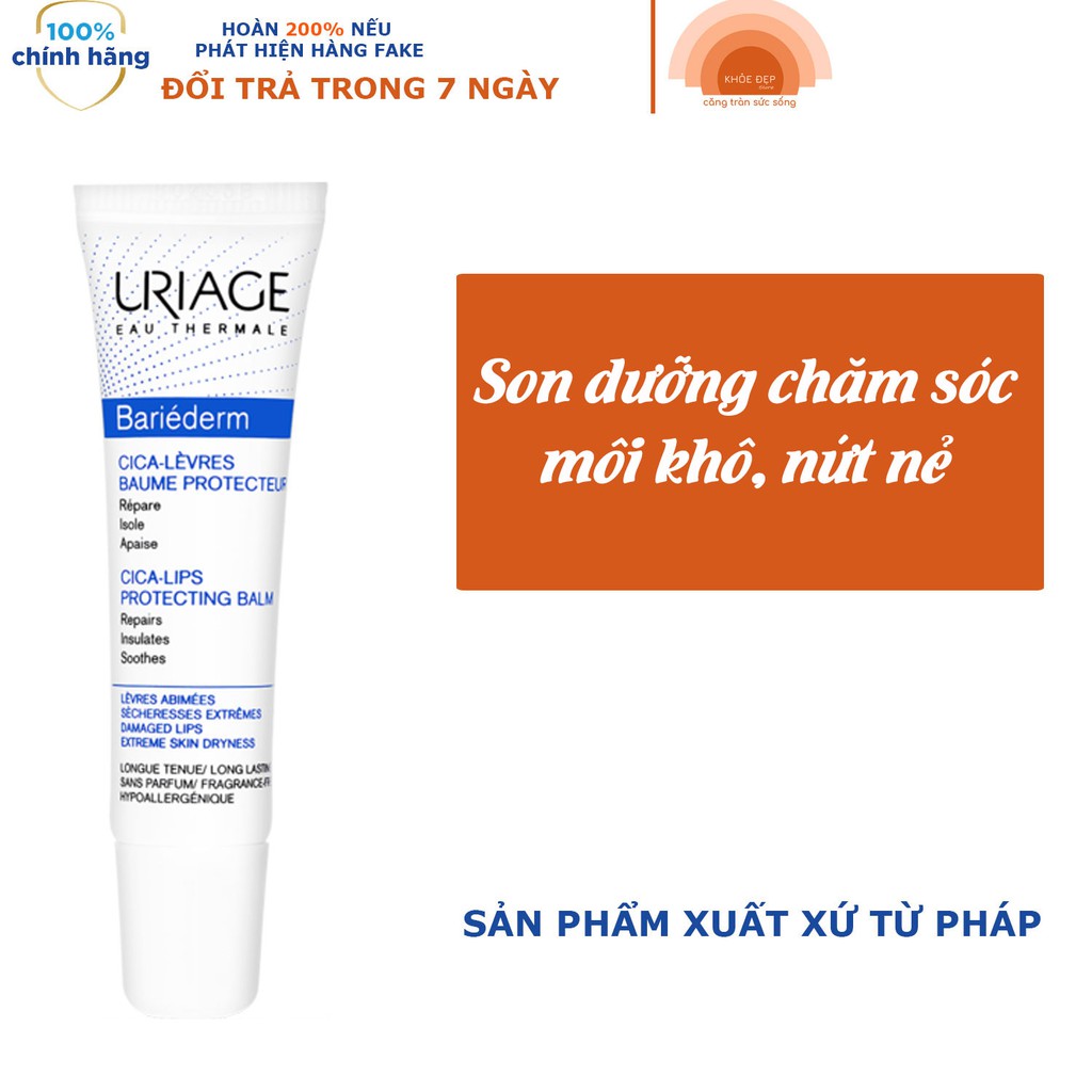 Kem Chăm Sóc Môi Khô, Nứt Nẻ URIAGE BARIEDERM CICA-LEVRES BAUME PROTECTEUR 15ml