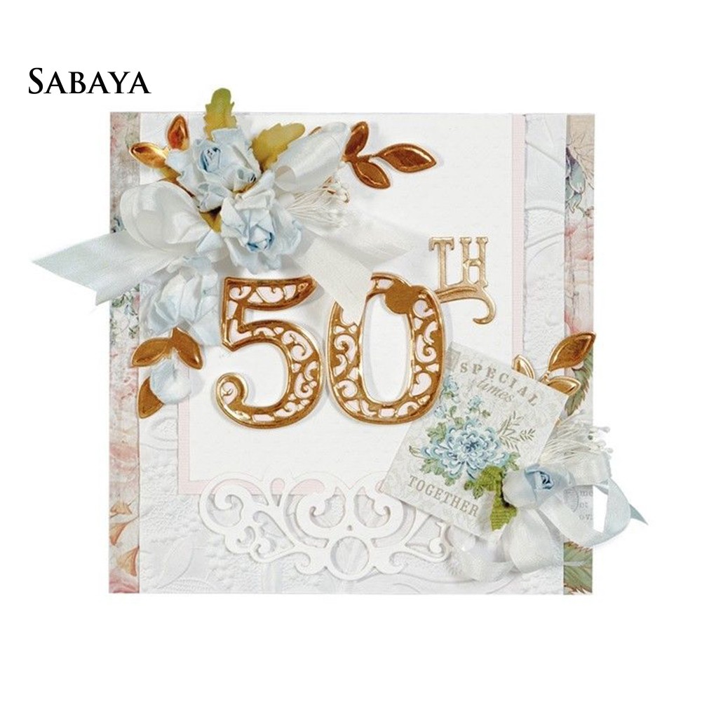 Khuôn Cắt Giấy Làm Từ Kim Loại Hình Chữ Số Cách Điệu Trang Trí Scrapbook