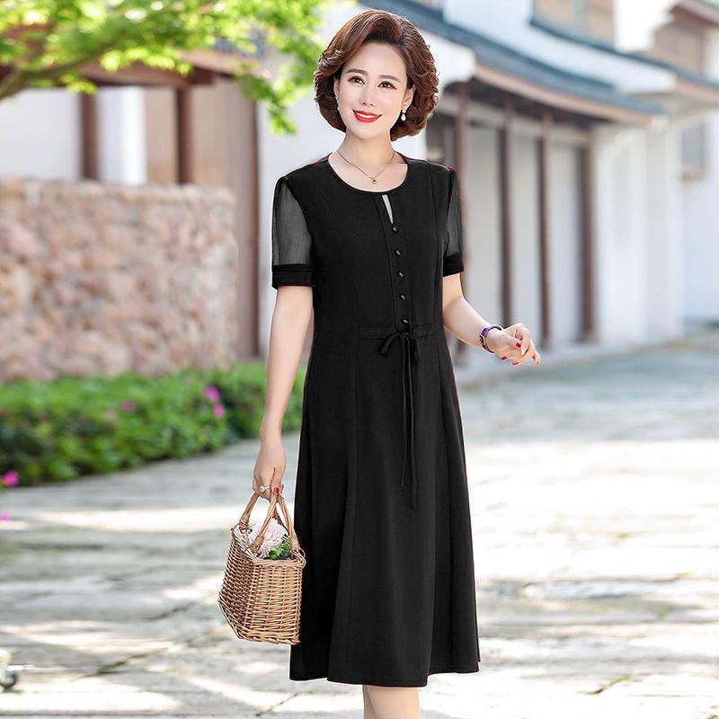 Đầm trung niên dự tiệc  chất lụa voan mịn, ngắn tay dài phủ gối , thoáng mát, tinh tế , rất sang trọng mã số 01684