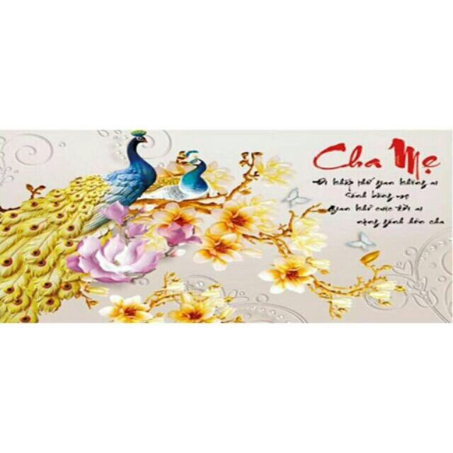 Tranh đính đá cha mẹ ' df449 80x50cm