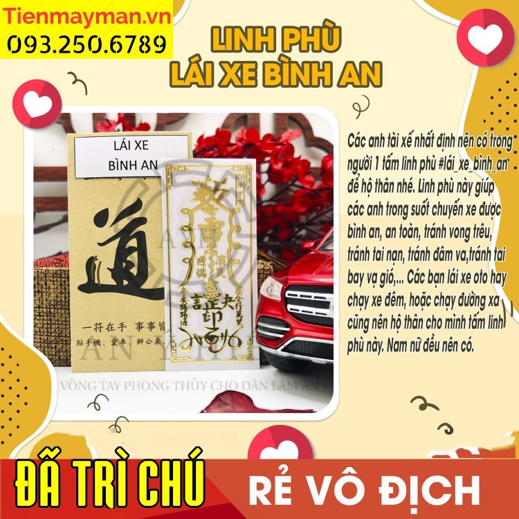 Miếng dán điện thoại phong thuỷ ý nghĩa, Linh phù LÁI XE BÌNH AN, lái xe an toàn, tránh tai nạn trong suốt chuyến đi