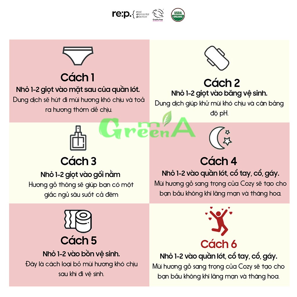 Nước Hoa Vùng Kín RE:P NATURAL HERB INNERBALANCE COZY 5ml Hương Thơm Liên Tục 10 Giờ Nước Hoa Cho Mẹ Bầu, Sau Sinh | Thế Giới Skin Care