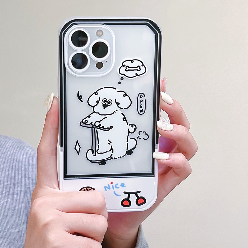 Ốp lưngiphone Ốp Điện Thoại Kèm Giá Đỡ Tàng Hình Họa Tiết Hoạt Hình Dễ Thương Cho iphone 14 / 13Pro 12 / xs / 6 / 7 / 8PLUS Dinuo case
