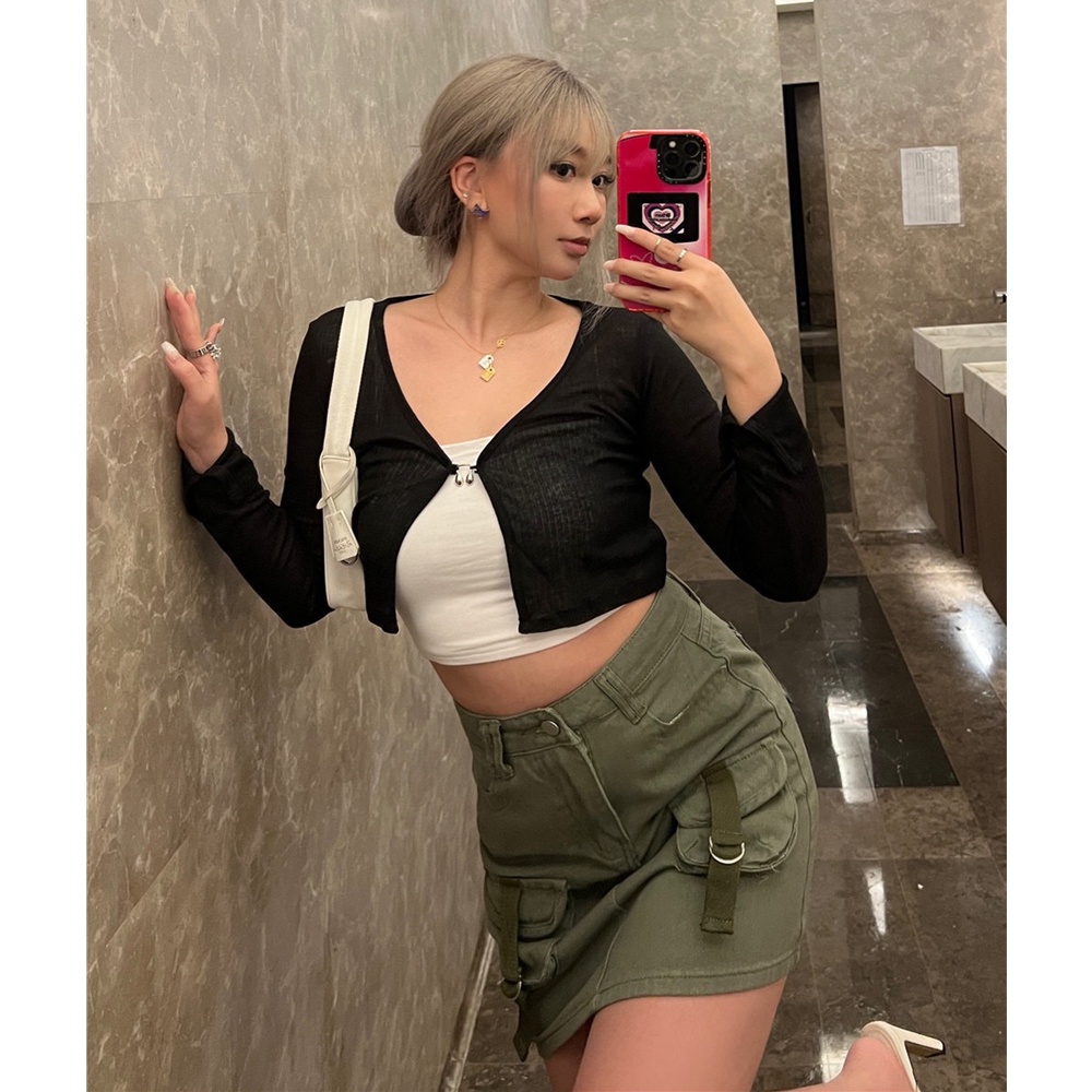 Chân Váy Denim Lưng Cao Có Túi Thời Trang Mùa Hè Cho Nữ