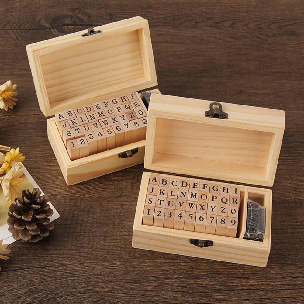 Bộ 36 Con Dấu Gỗ In Số Trang Trí Album DIY