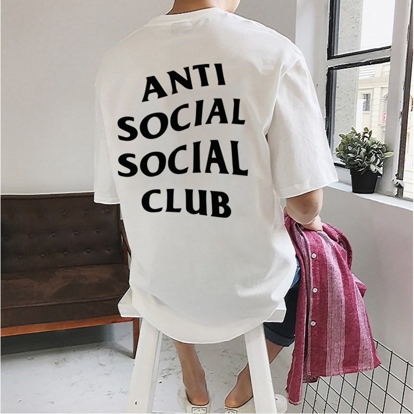 Áo Thun Tay Lỡ Nam Nữ Đen Trắng [ Anti Social Club ] Bối Unisex