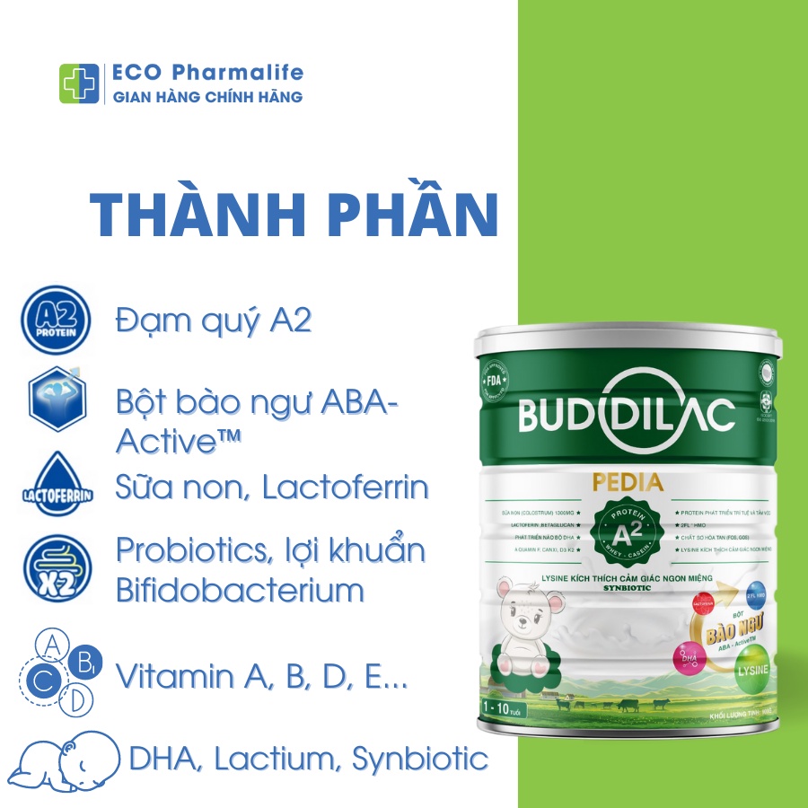 Sữa bột Buddilac Pedia giúp bé ăn ngon, tăng cân, phát triển toàn diện, sữa mát lon 400gr/900gr