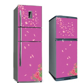 Decal dán tủ lạnh hoa 3d