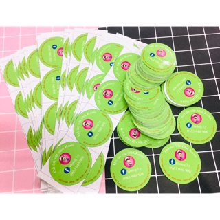 10 Sticker hình tròn in theo yêu cầu ép lụa 6,8cm có lớp đề can bóc dán