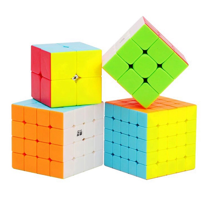 Combo Rubik 2x2, 3x3, 4x4, 5x5 - Bộ 4 Rubik Không Viền Stickerless
