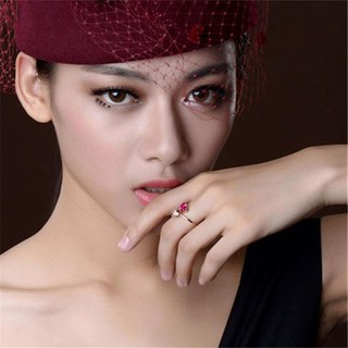 Nhẫn mạ vàng hồng đính đá ruby sang trọng cho nữ