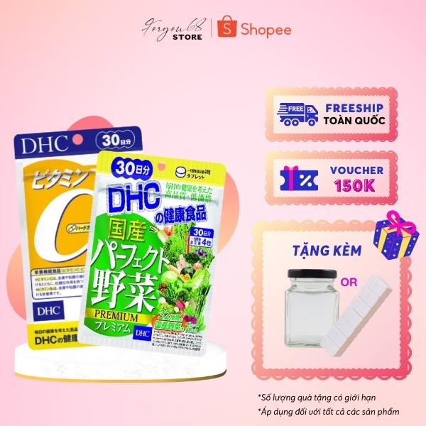 Combo Viên uống DHC Giảm Nóng Trong Người - Sáng Da (Rau củ + Vitamin C) 30 ngày